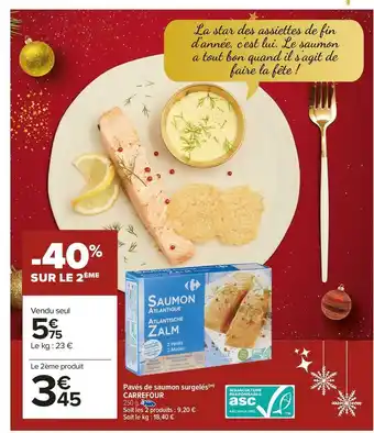 Carrefour pavés de saumon surgelés