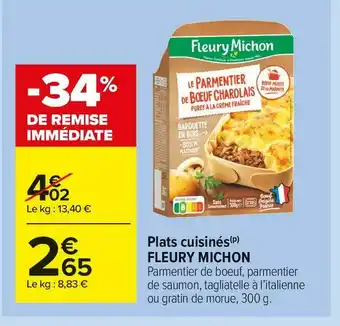 Carrefour Market Fleury michon plats cuisinés offre