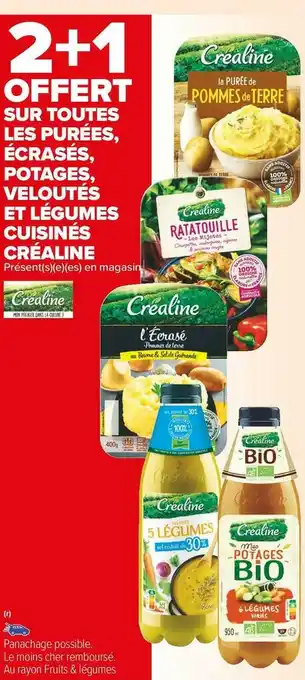 Carrefour Market Créaline bon plan sur toutes les purées, écrasés, potages, veloutés et légumes cuisinés de la marque créaline offre