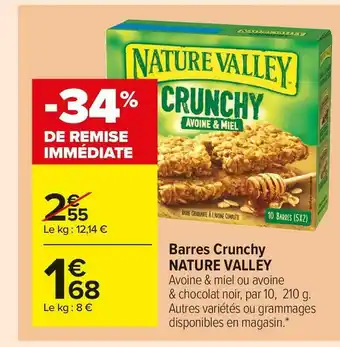 Carrefour Market Nature valley barres crunchy offre