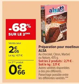 Carrefour Market Alsa préparation pour moelleux offre