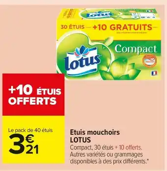 Carrefour Market Lotus etuis mouchoirs offre