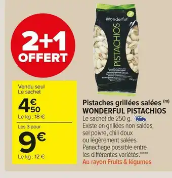 Carrefour Market Wonderful pistachios pistaches grillées salées offre