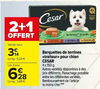 Carrefour Market Cesar barquettes de terrines «traiteur» pour chien offre