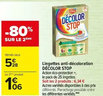 Carrefour Market Décolor stop lingettes anti-décoloration offre