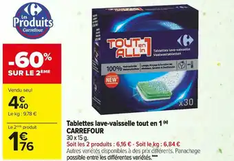 Carrefour Market Carrefour tablettes lave-vaisselle tout en 1 offre