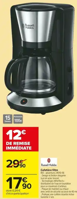 Carrefour Market Russell hobbs cafetière filtre offre