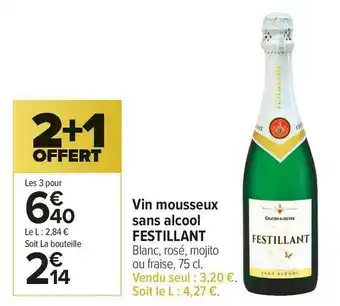 Carrefour Market Festillant vin mousseux sans alcool offre