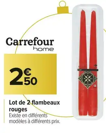 Carrefour Market Carrefour home lot de 2 flambeaux rouges offre