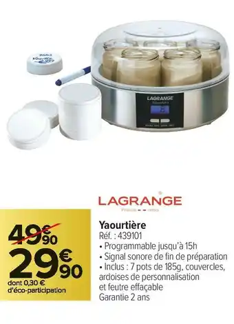 Carrefour Market Lagrange yaourtière offre