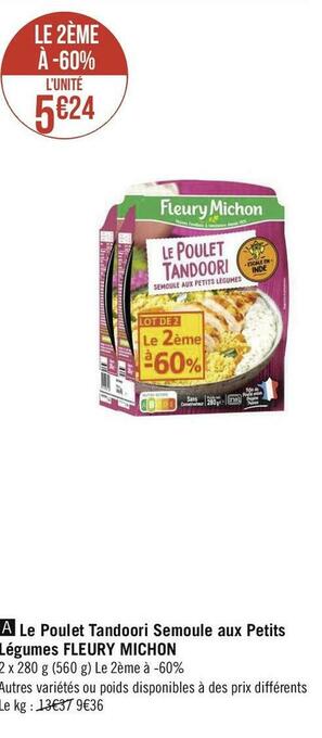 Géant Casino Fleury michon le poulet tandoori semoule aux petits légumes offre