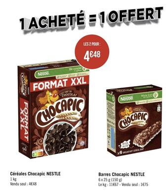 Géant Casino Nestle bon plan sur le céréales chocapic de la marque nestle offre