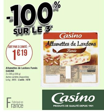 Géant Casino Casino allumettes de lardons fumés offre