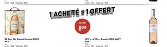 Géant Casino Roche mazet igp pays d’oc cinsault grenache et igp pays d’oc les accords rosé offre