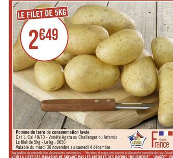 Géant Casino Pomme de terre de consommation lavée offre