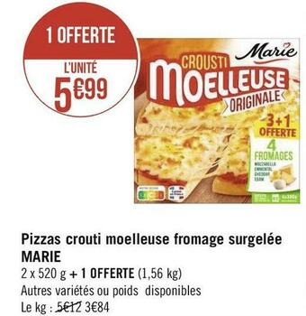 Géant Casino Marie pizzas crouti moelleuse fromage surgelée offre