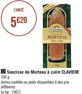 Claviere saucisse de morteau à cuire