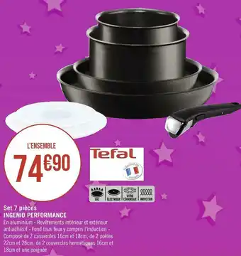 Tefal set 7 pièces ingenio performance