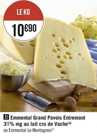 Emmental grand pavois entremont 31% mg au lait cru de vache