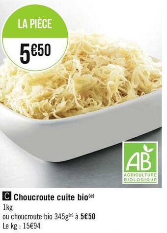 Géant Casino Choucroute cuite bio offre