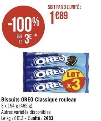 Géant Casino Oreo biscuits oreo classique rouleau offre