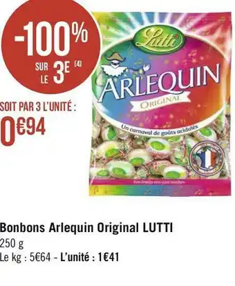 Géant Casino Lutti bonbons arlequin original offre