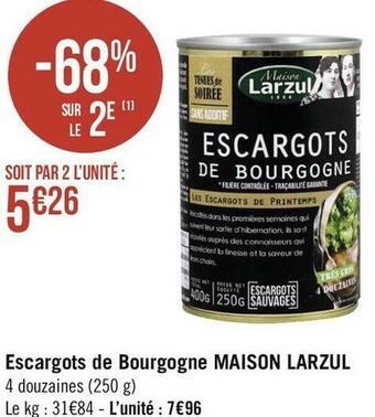 Géant Casino Maison larzul escargots de bourgogne offre