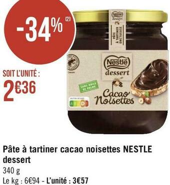 Géant Casino Nestle dessert pâte à tartiner cacao noisettes offre