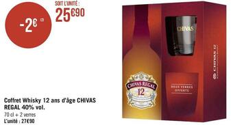 Géant Casino Chivas regal coffret whisky 12 ans d’âge 40% vol. offre