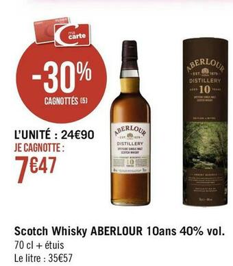 Géant Casino Aberlour scotch whisky 10ans 40% vol. offre