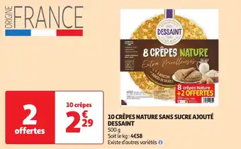 Auchan 10 crêpes nature sans sucre ajouté dessaint offre