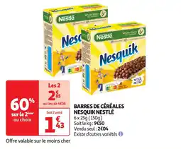 Auchan Barres de céréales nesquik nestlé offre