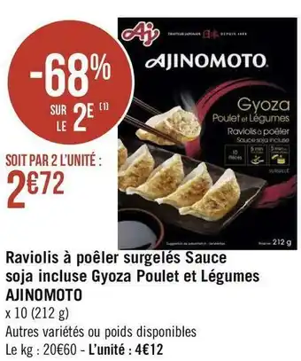 Ajinomoto raviolis à poêler surgelés sauce soja incluse gyoza poulet et légumes