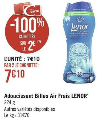 Géant Casino Lenor adoucissant billes air frais * offre