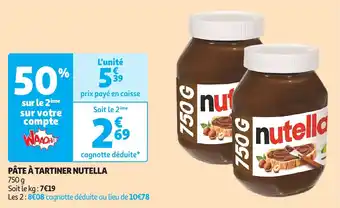 Auchan Pâte à tartiner nutella offre