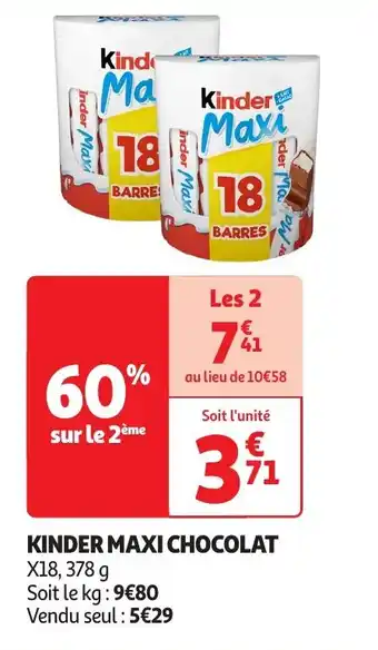 Auchan Kinder maxi chocolat offre