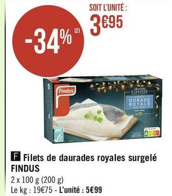 Géant Casino Findus filets de daurades royales surgelé offre