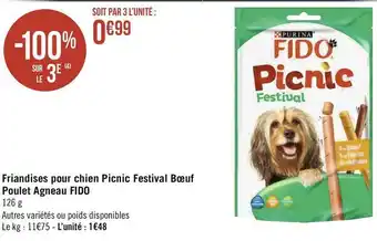 Géant Casino Fido friandises pour chien picnic festival bœuf poulet agneau offre