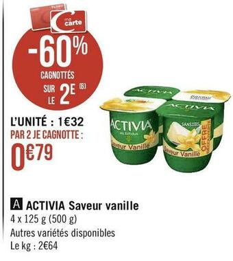 Géant Casino Activia saveur vanille offre
