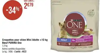 Géant Casino Purina one croquettes pour chien mini adulte <10 kg bœuf offre
