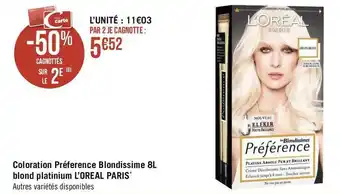 L’oreal paris coloration préference blondissime 8l blond platinium*
