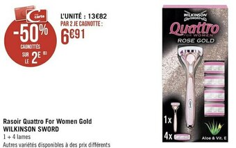 Géant Casino Wilkinson rasoir quattro for women gold offre