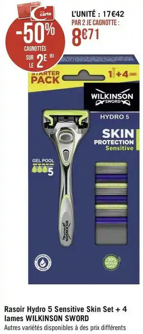 Wilkinson rasoir hydro 5 sensitive skin set + 4 lames