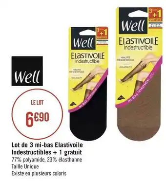 Well lot de 3 mi-bas elastivoile indestructibles + 1 gratuit
