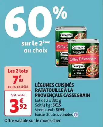 Auchan Légumes cuisinés ratatouille à la provençale cassegrain offre