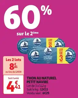 Auchan Thon au naturel petit navire offre