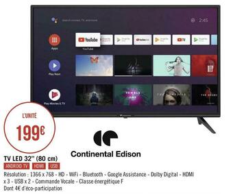 Continental edison tv led 32’’ (80 cm)