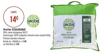 Sincère oreiller ecologique