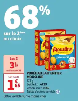 Auchan Purée au lait entier mousline offre