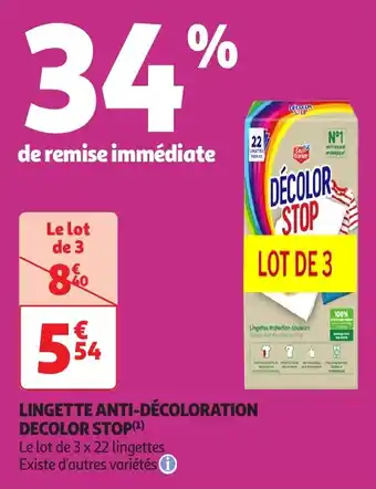 Auchan Lingette anti-décoloration decolor stop offre